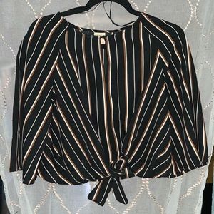 Black Dress shirt with white and orange stripes